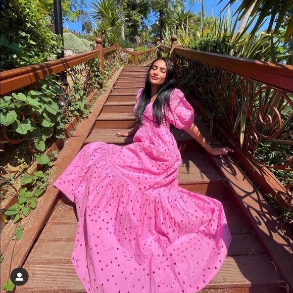 Zara pink eyelet openwork embroidered dress - Picture 11 of 15